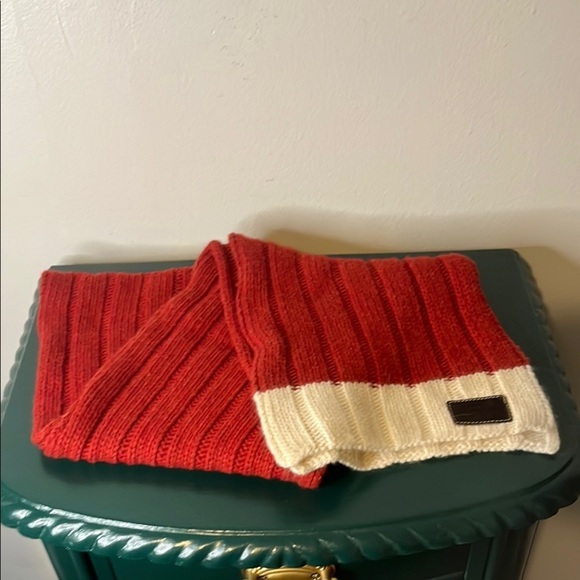 Coach Wool Angora Blend Rust Red and Ivory Scarf 58 x 7.5 - Picture 1 of 7